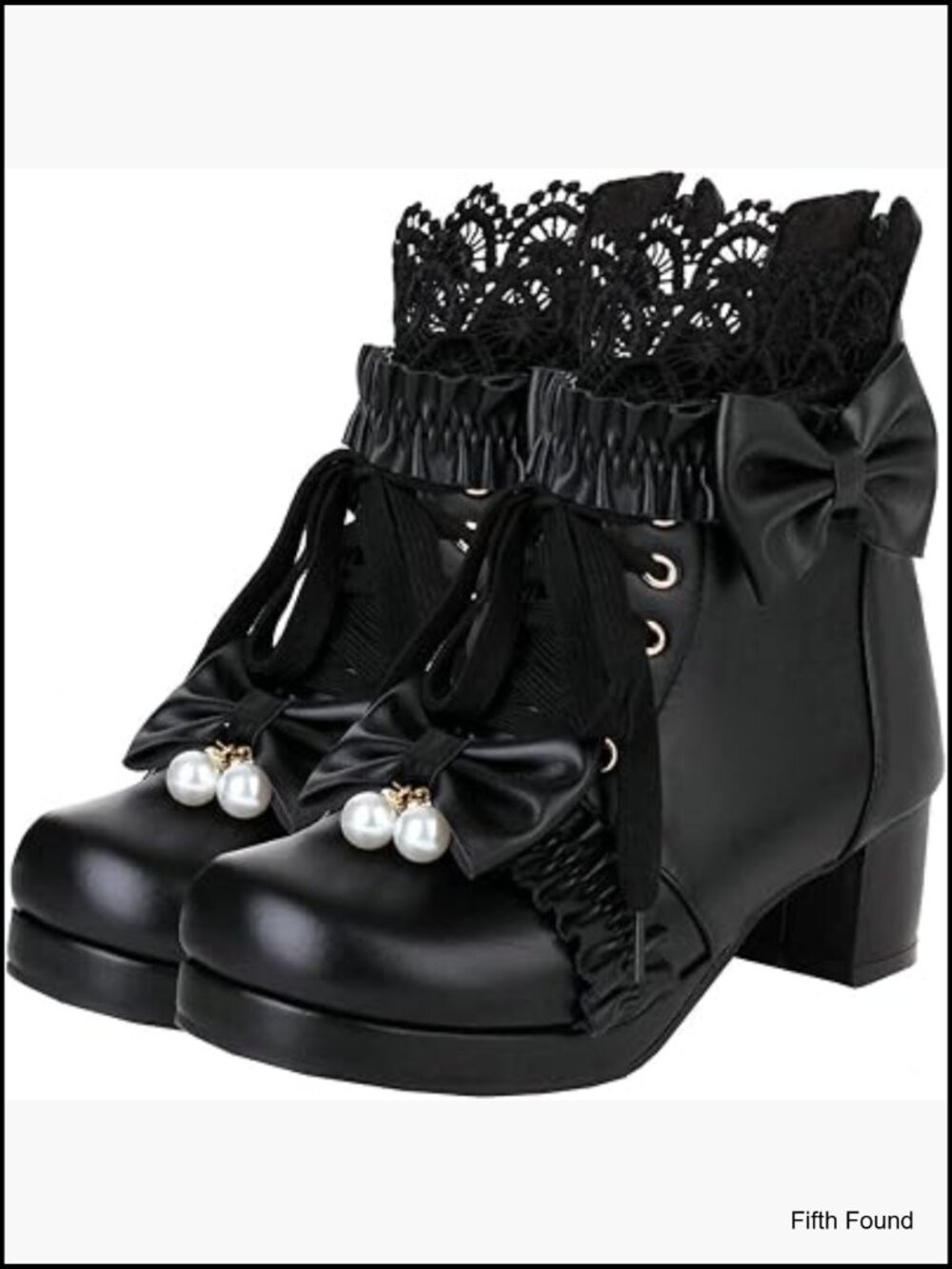Lace Up Chunky Heel Ankle Boots with Bow Cosplay Platform Boots